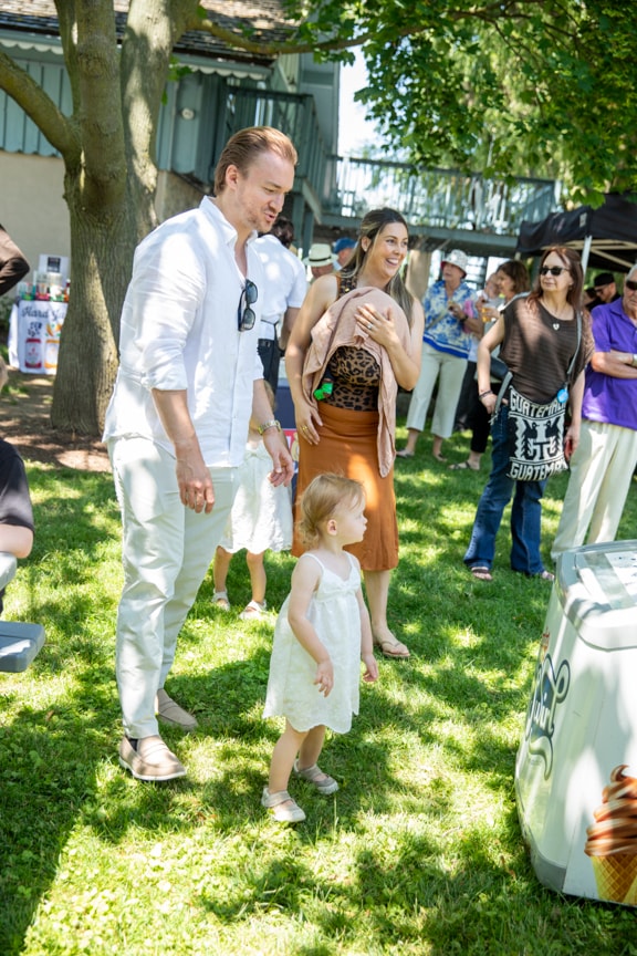 A young family enjoying the campaign kick-off event in Niagara-on-the-Lake